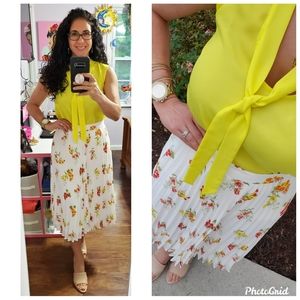 LOFT Floral Pleated Skirt